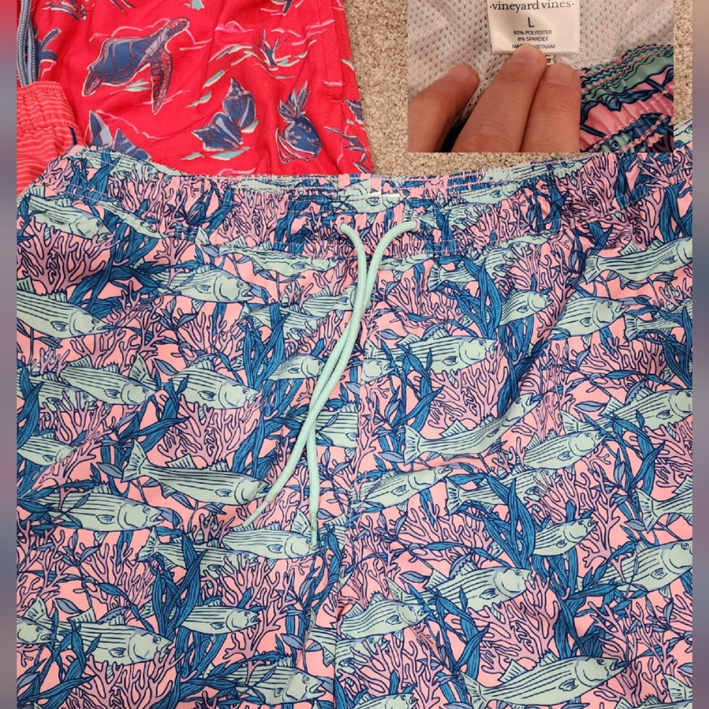 Vineyard Vines Pink and Blue Athletic Shorts